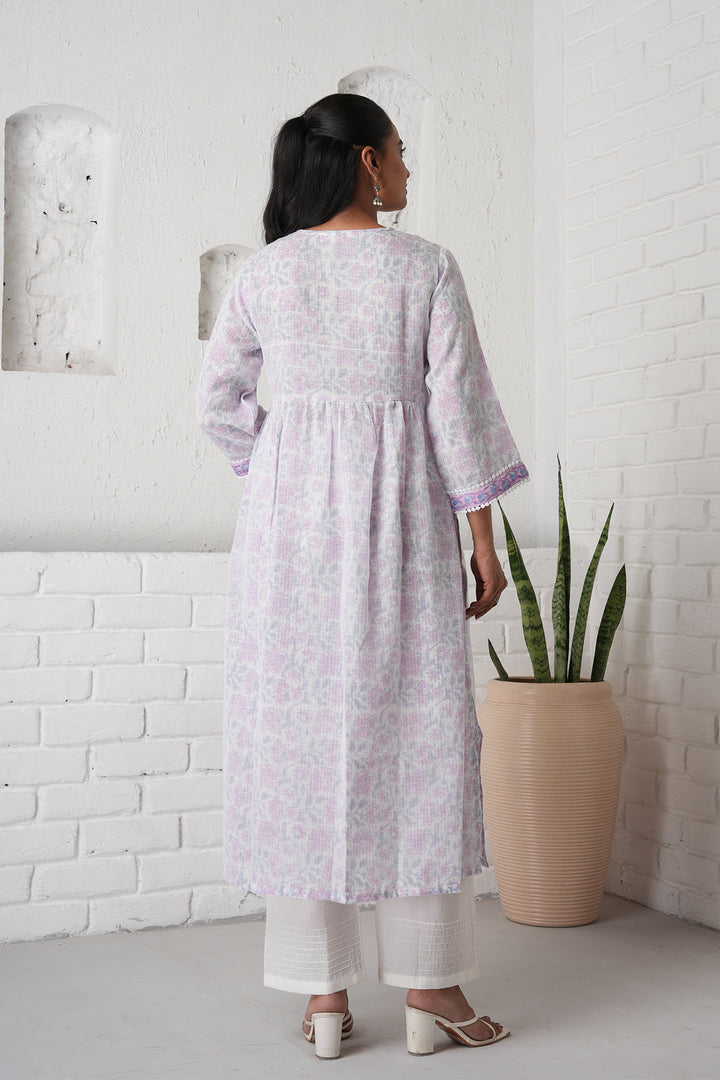 फूलWARI White Kota Doria Kurta Set of 2