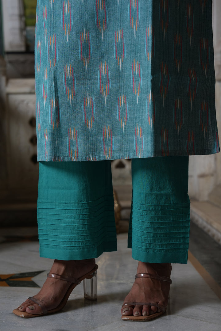 Roohani Ikat Kurta with Kota Doria Dupatta set of 2