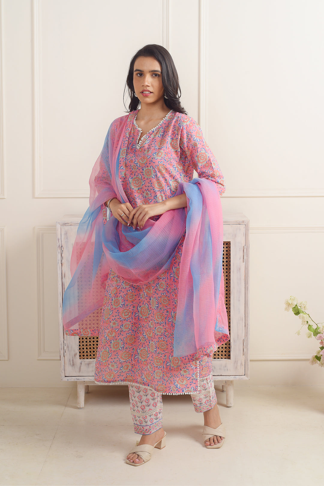 Gulbano Pink Jaal Suit set of 3