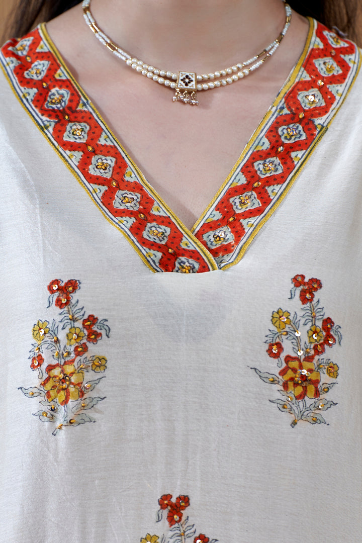 Zarin Off White Buta Chanderi Suit Set of 3