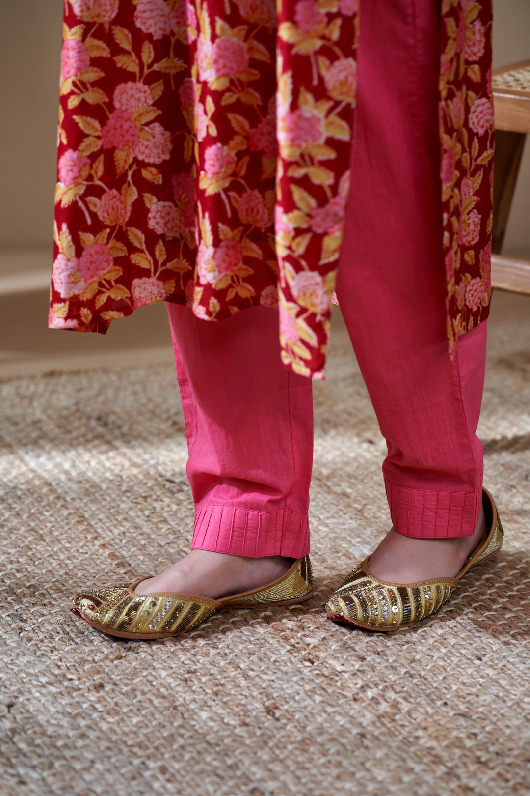 Zarin Red Jaal Chanderi Suit Set of 3