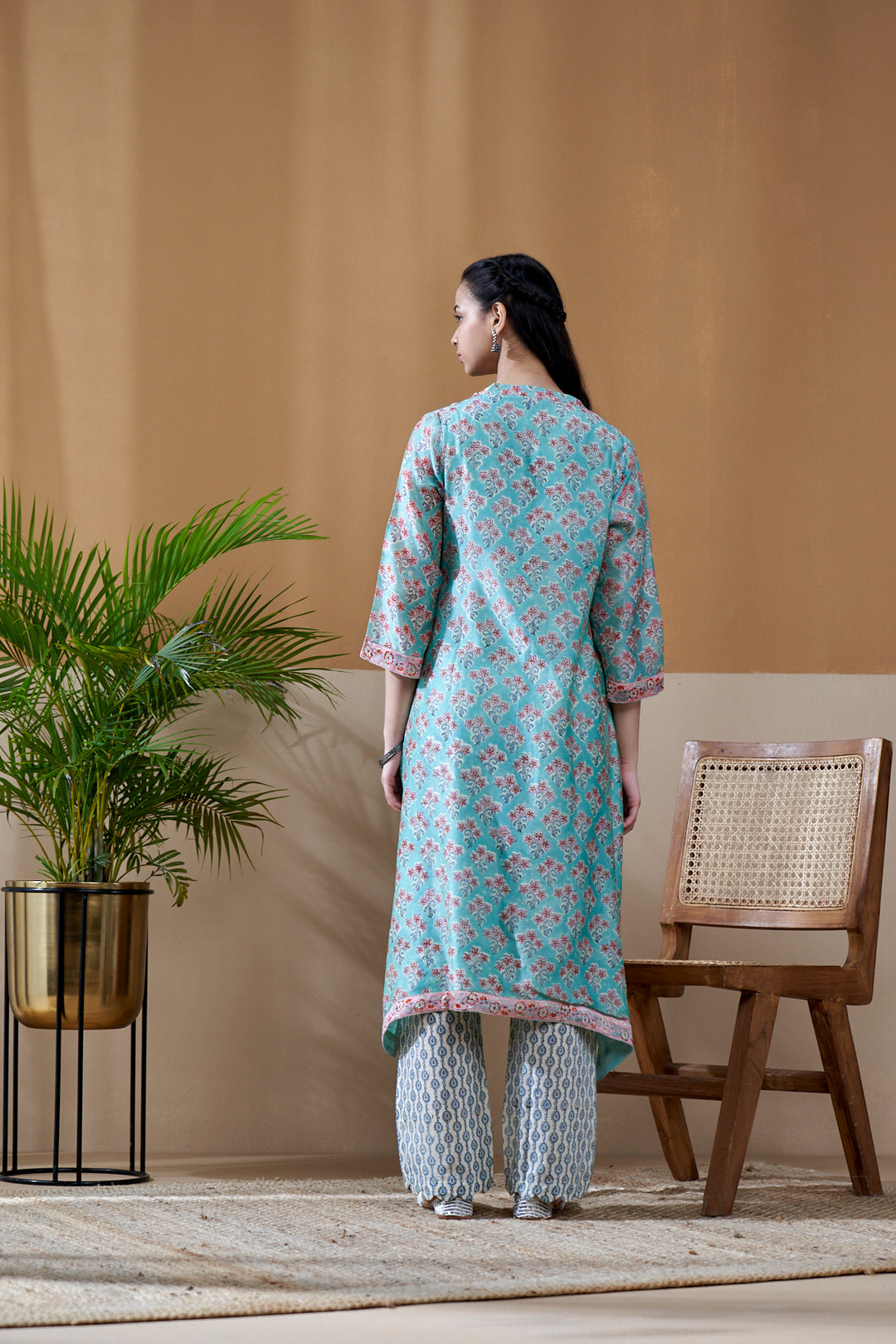Zarin Tuquoise Chanderi Suit Set of 3