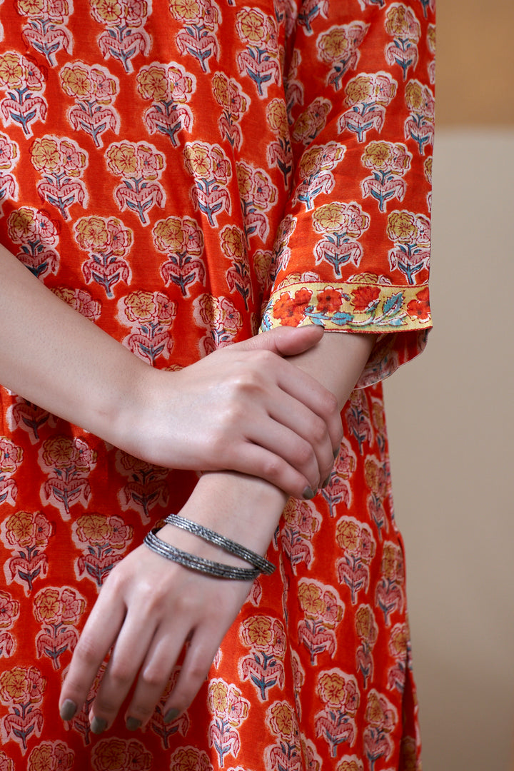 Zarin Orange Chanderi Suit Set of 3