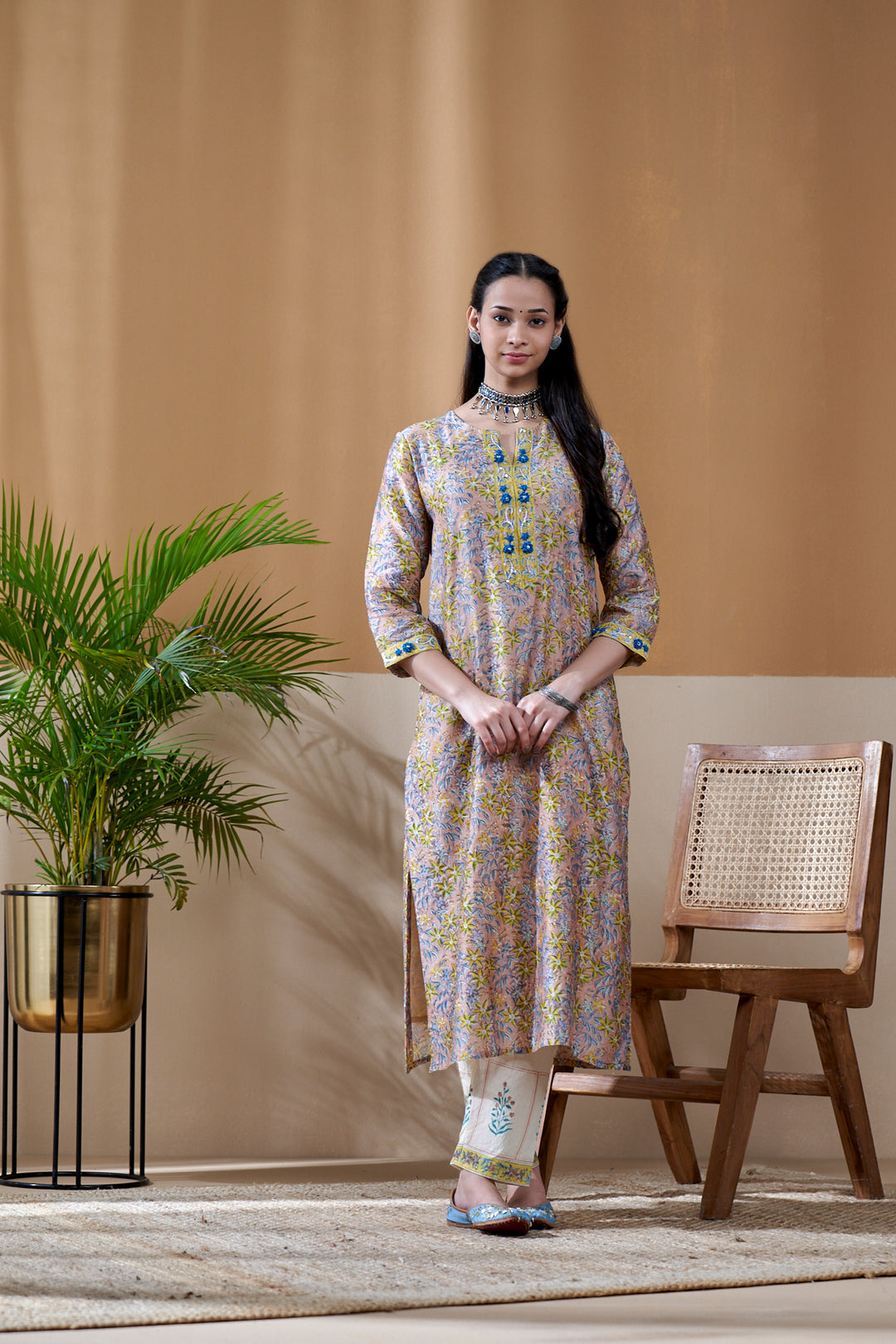 Zarin Grey Chanderi Suit Set of 3