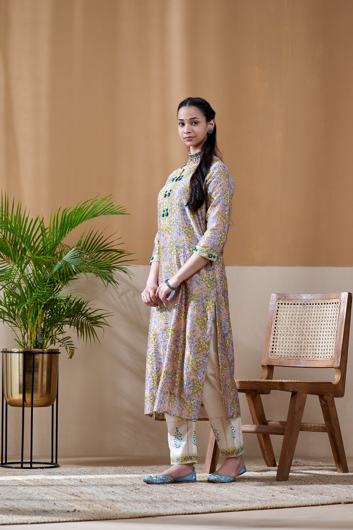 Zarin Grey Chanderi Suit Set of 3