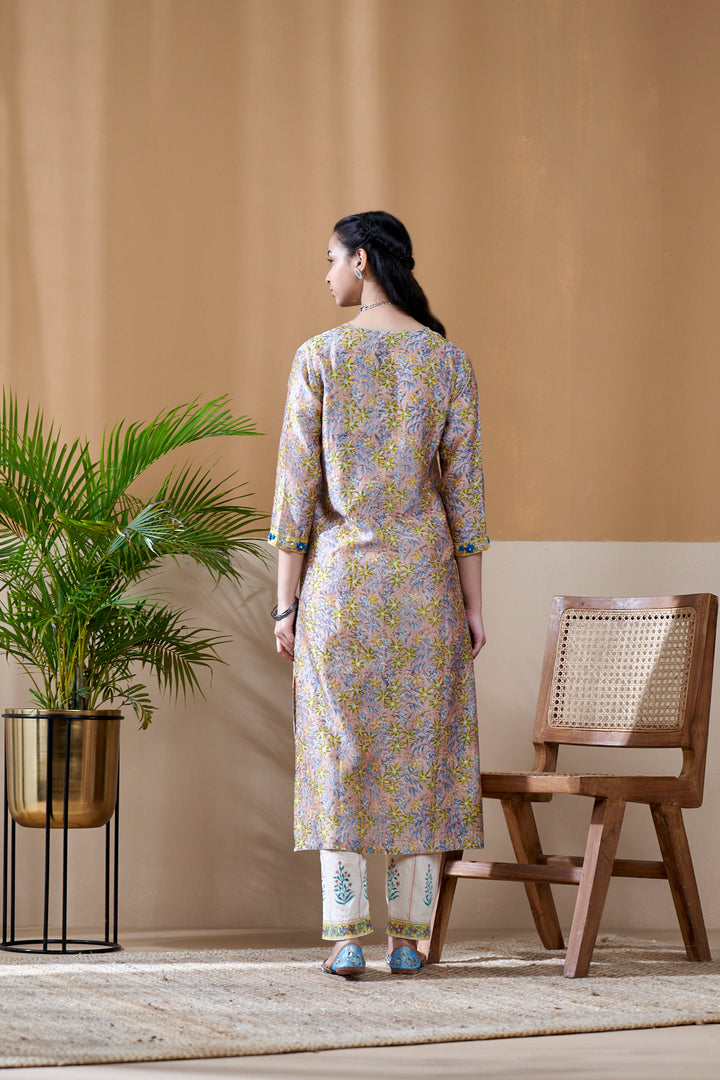 Zarin Grey Chanderi Suit Set of 3