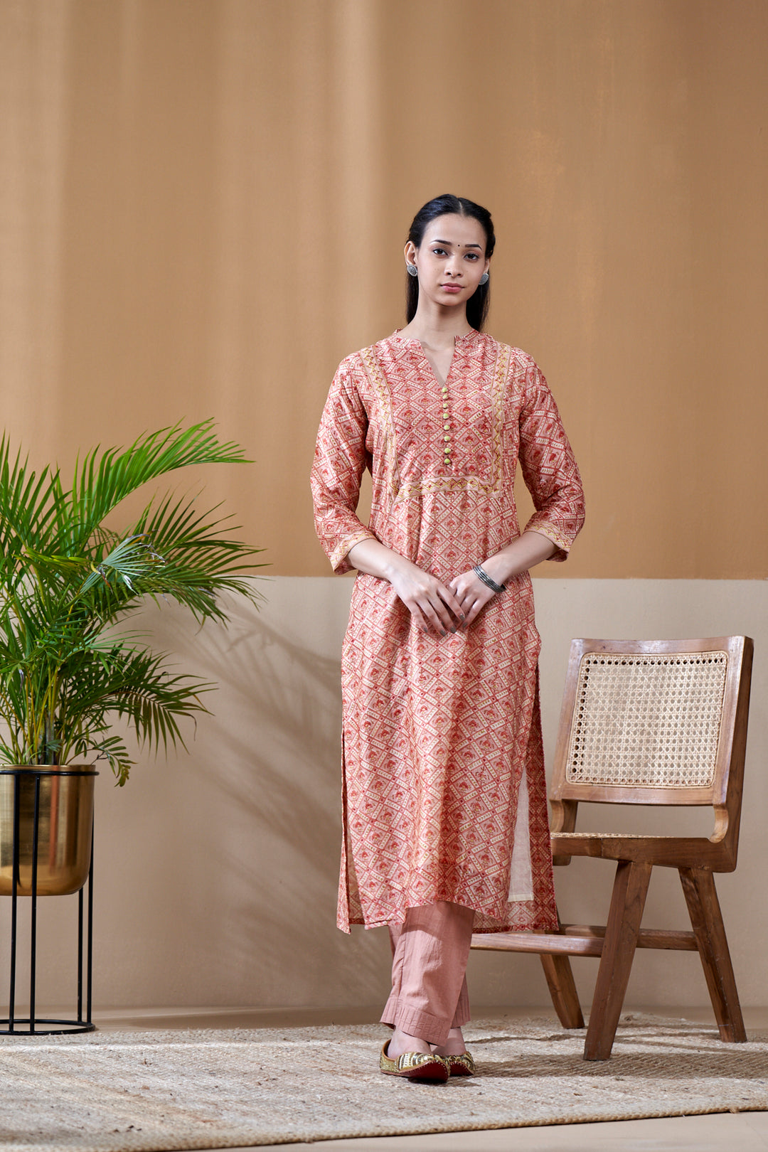 Zarin Brown Chanderi Suit Set of 3