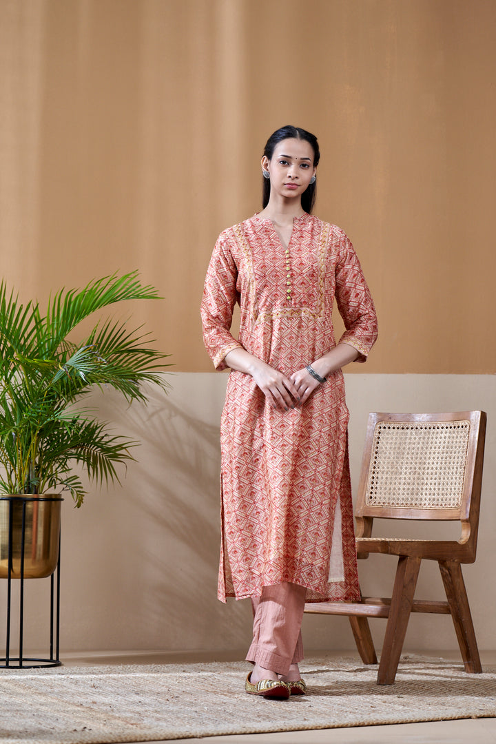 Zarin Brown Chanderi Suit Set of 3