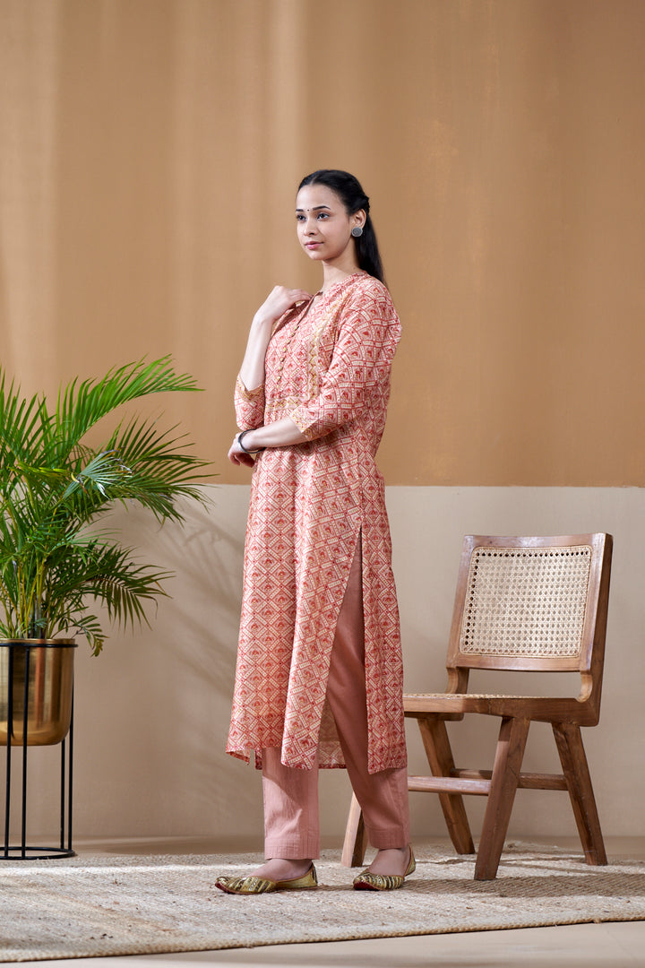 Zarin Brown Chanderi Suit Set of 3