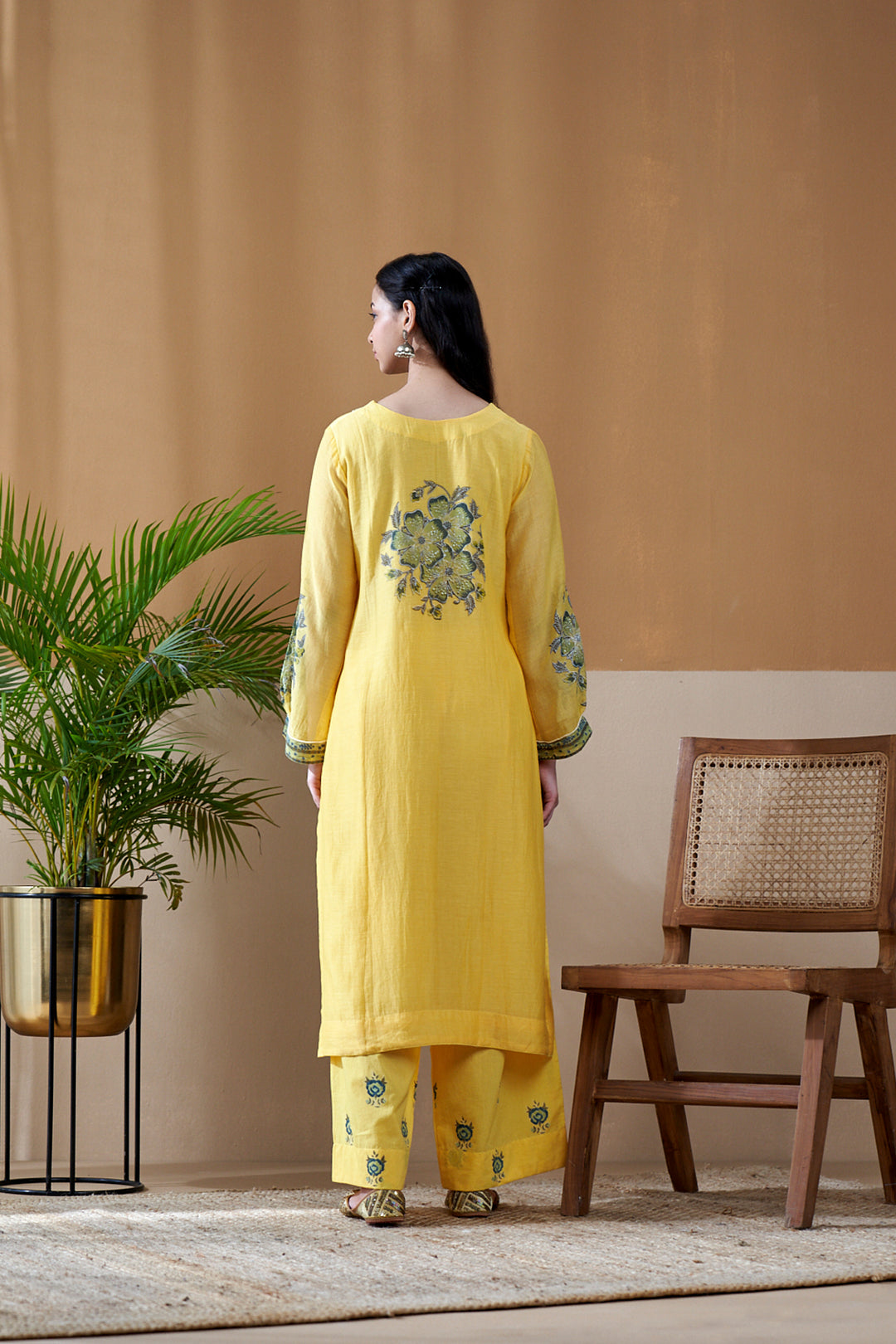Gulab Yellow Chanderi Mulmul Suit Set of 3