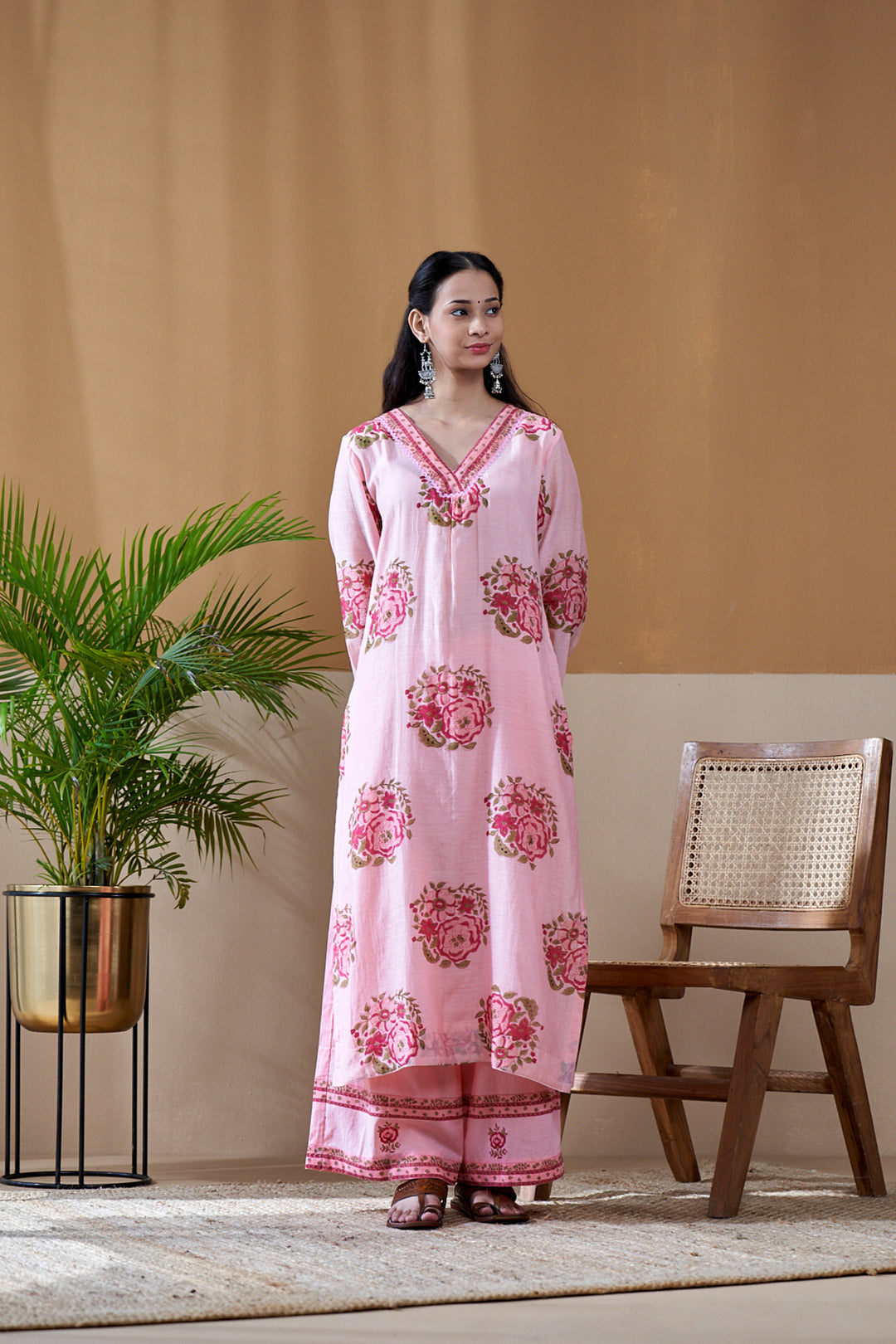 Gulab Pink Chanderi Mulmul Suit Set of 3