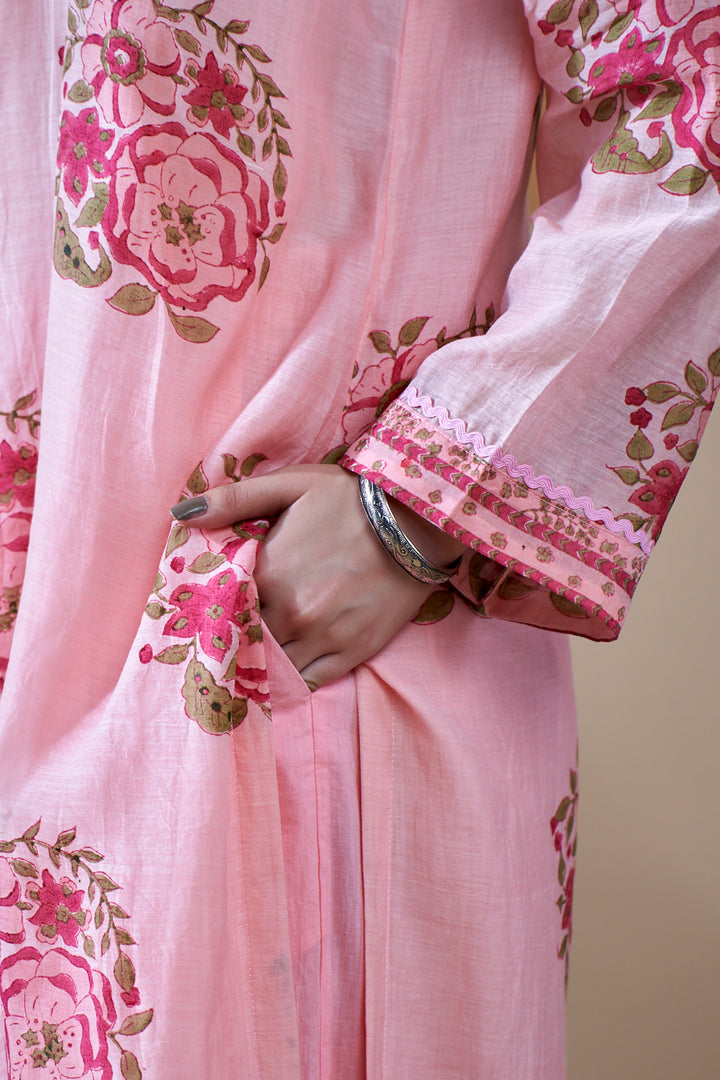 Gulab Pink Chanderi Mulmul Suit Set of 3