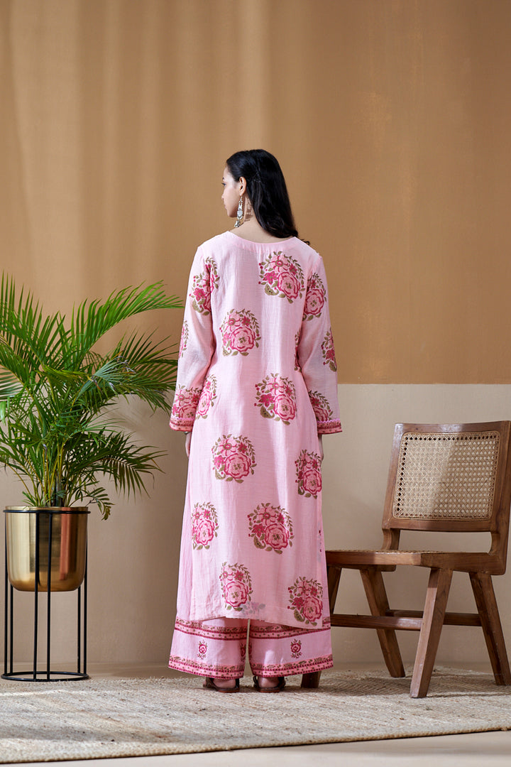 Gulab Pink Chanderi Mulmul Suit Set of 3