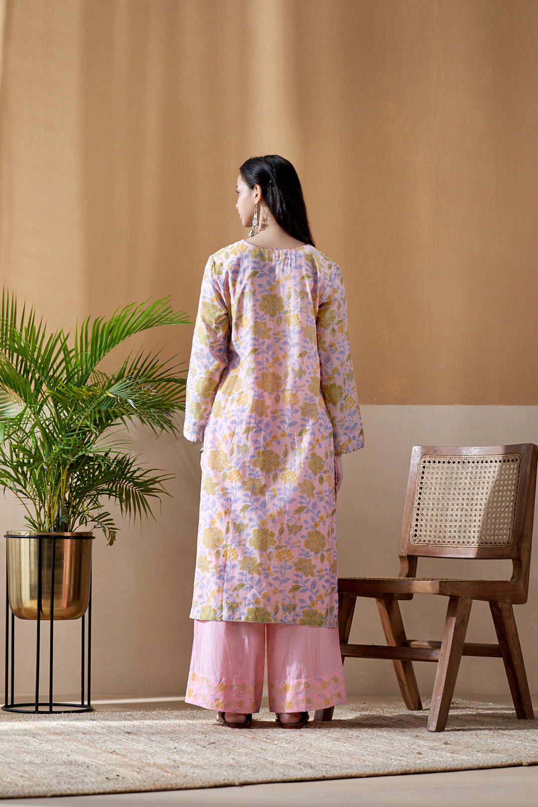 Gulab Pink Jaal Chanderi Mulmul Suit Set of 3