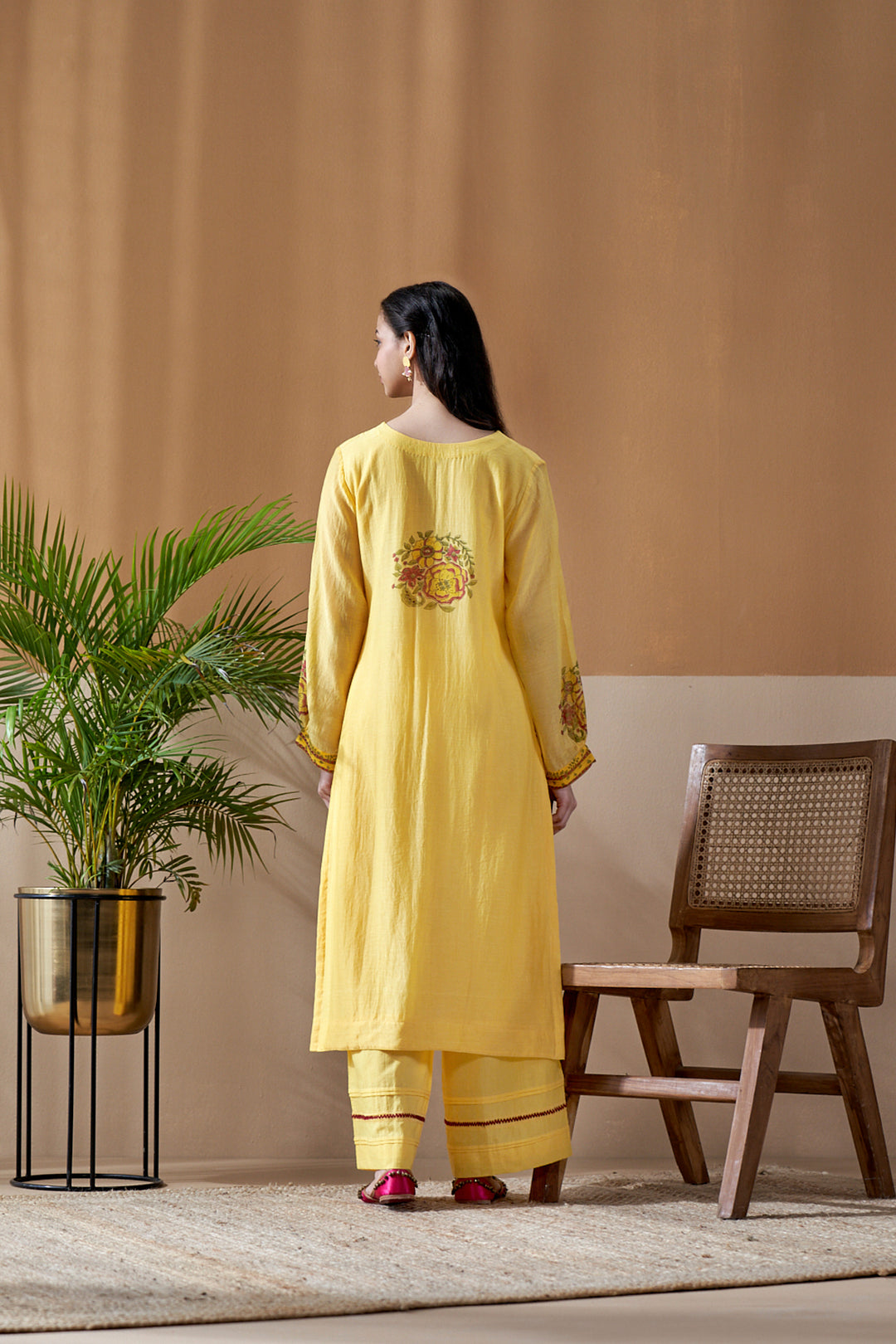 Gulab Yellow Chanderi Mulmul Suit Set of 3
