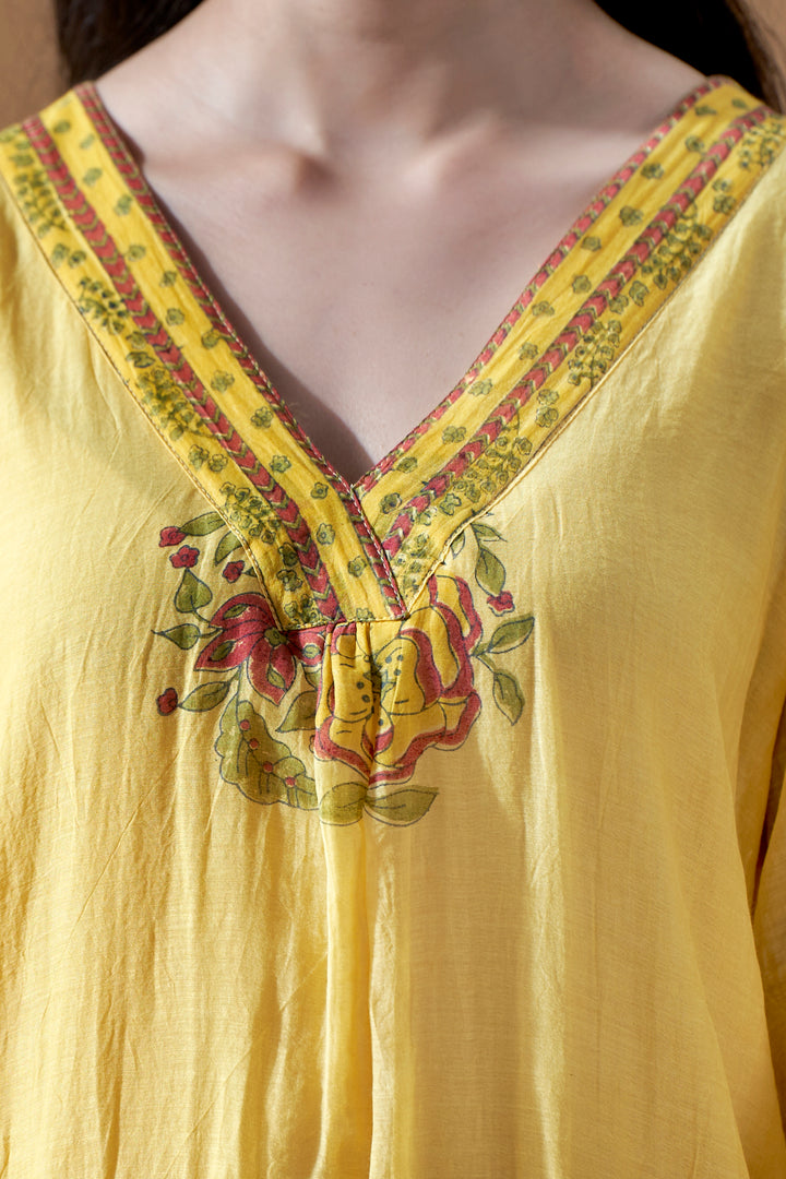 Gulab Yellow Chanderi Mulmul Suit Set of 3