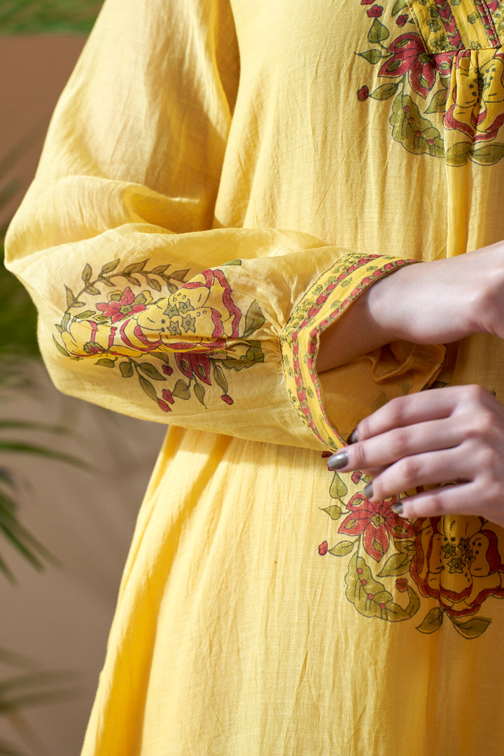 Gulab Yellow Chanderi Mulmul Suit Set of 3