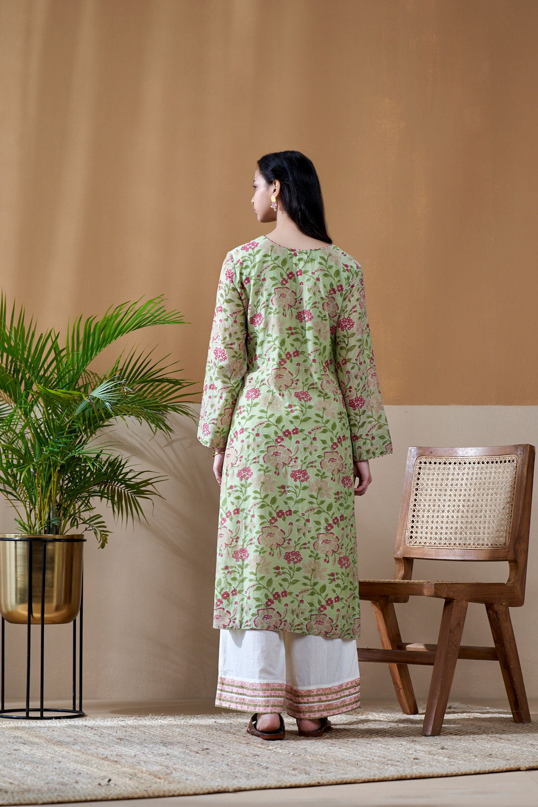 Gulab Green Jaal Chanderi Mulmul Suit Set of 3