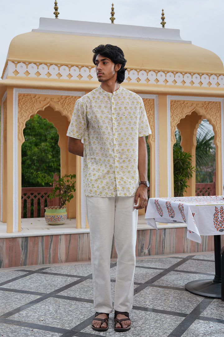 Vaayu Pink Block Printed Cotton Shirt