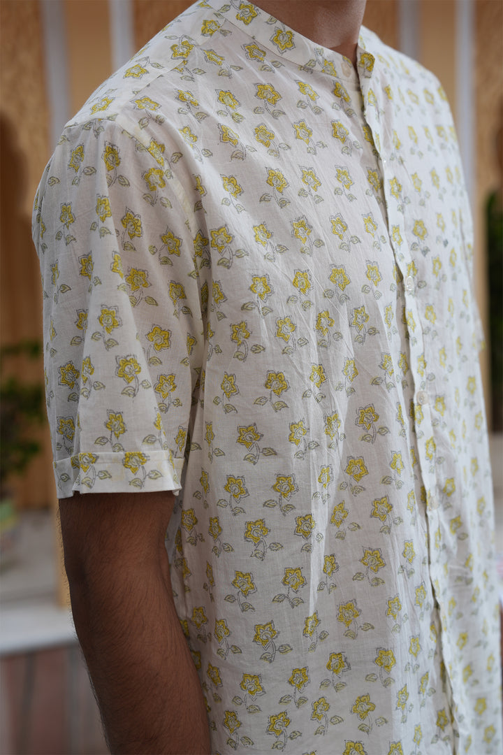 Vaayu Pink Block Printed Cotton Shirt