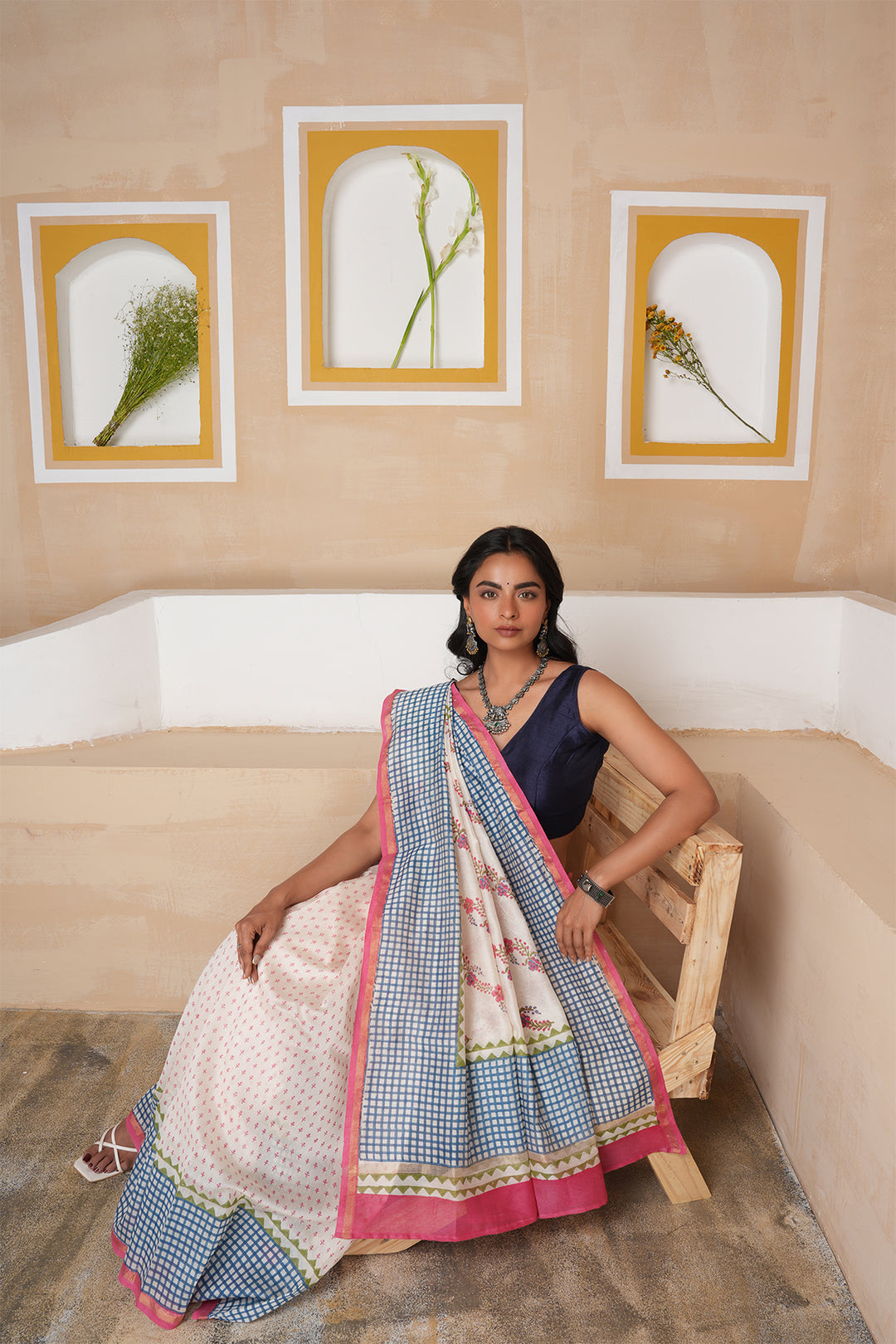 Aura Ivory Chanderi Saree
