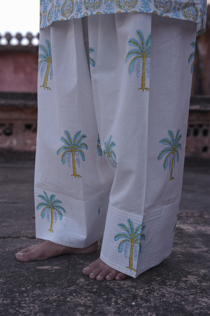 Safaid Turquoise Kurta with White Farshi Salwar Set of 2