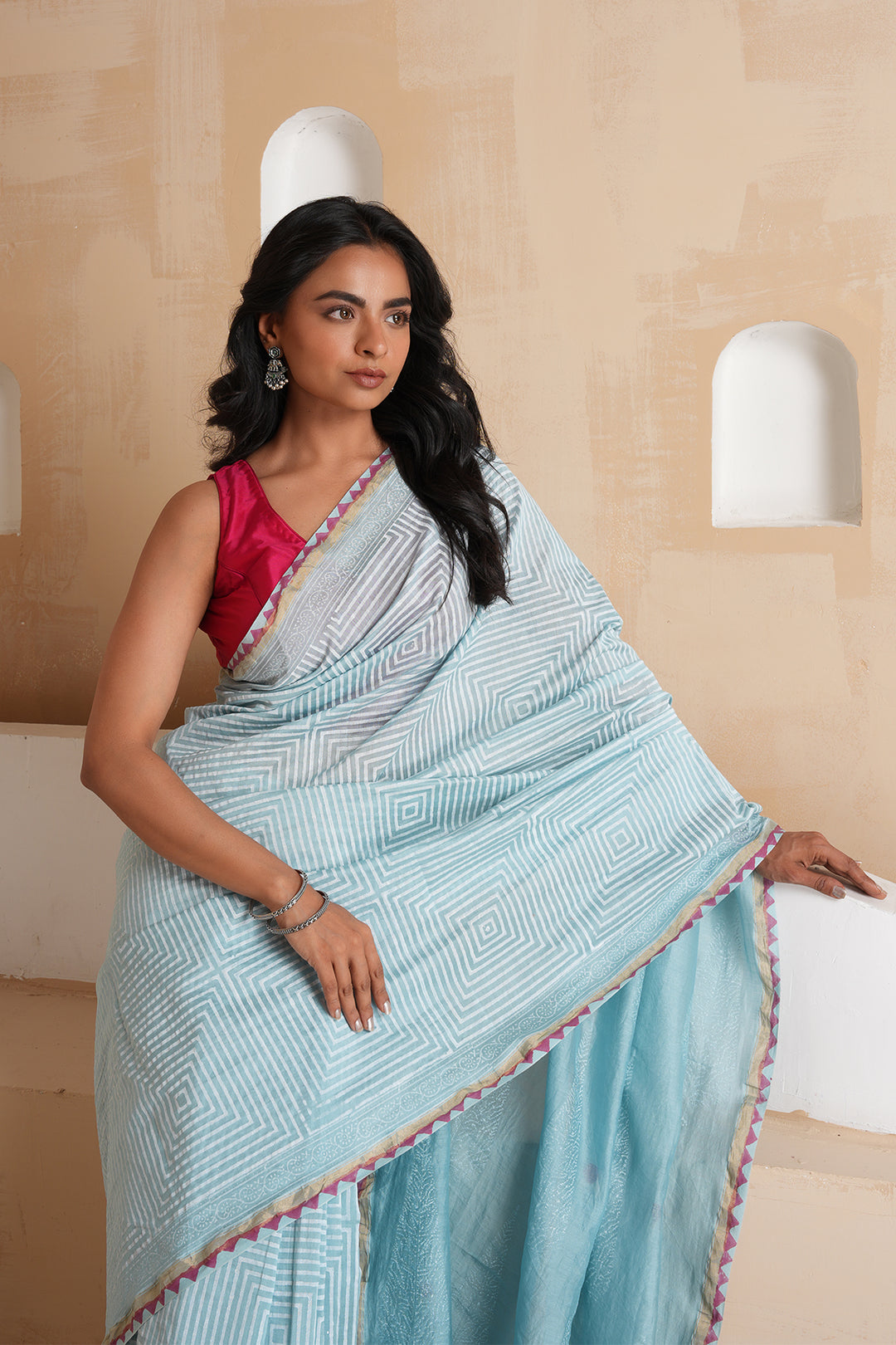 Aura Electric Blue Chanderi Saree