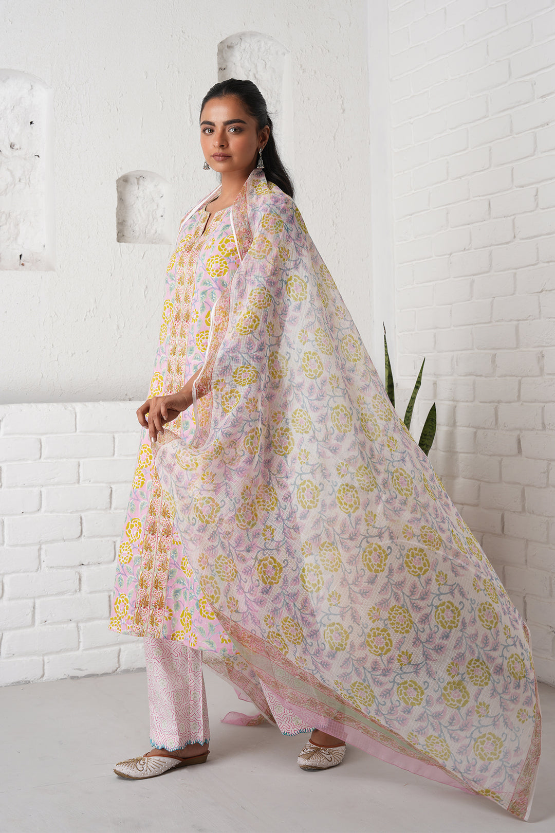 Rangrez Pink Jaal Cotton Kurta Set of 3