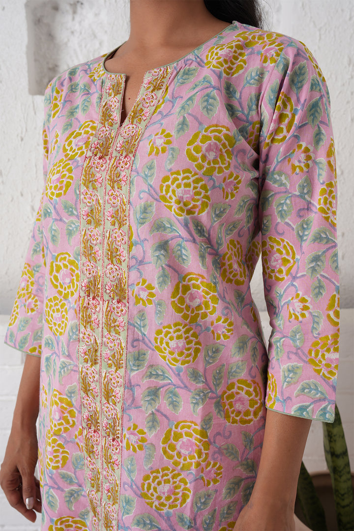 Rangrez Pink Jaal Cotton Kurta Set of 3