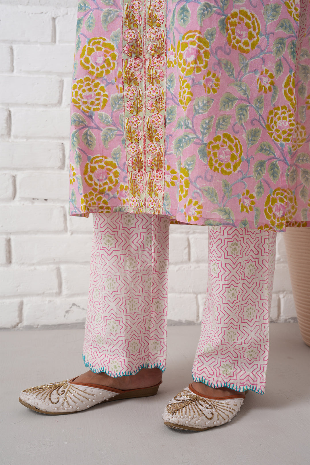 Rangrez Pink Jaal Cotton Kurta Set of 3