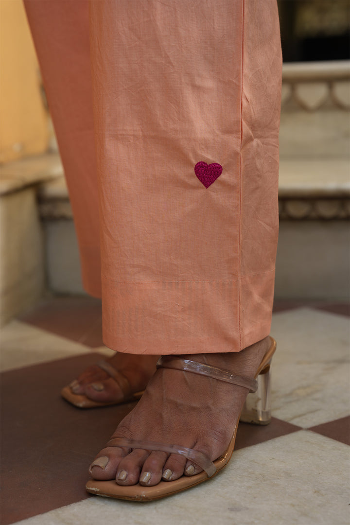 Pihu Olive Block Printed Shirt with Peach Solid Poplin Pant Set of 2