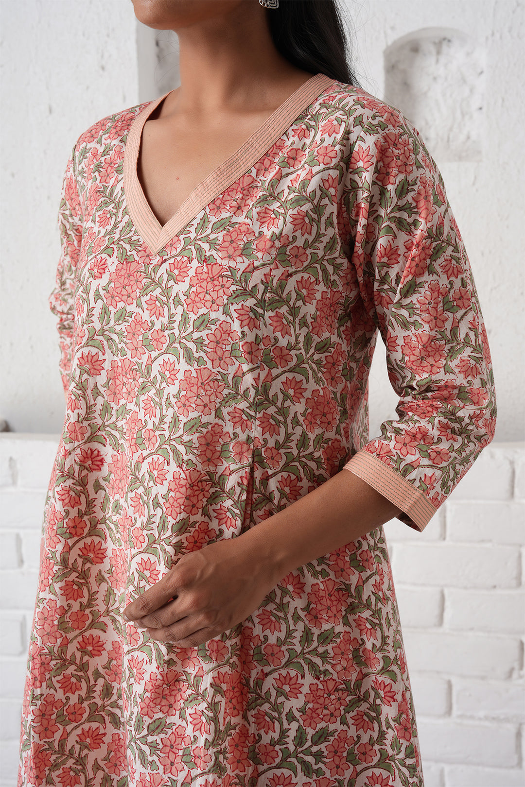 Rangrez Peach A-line Cotton Kurta Set of 3