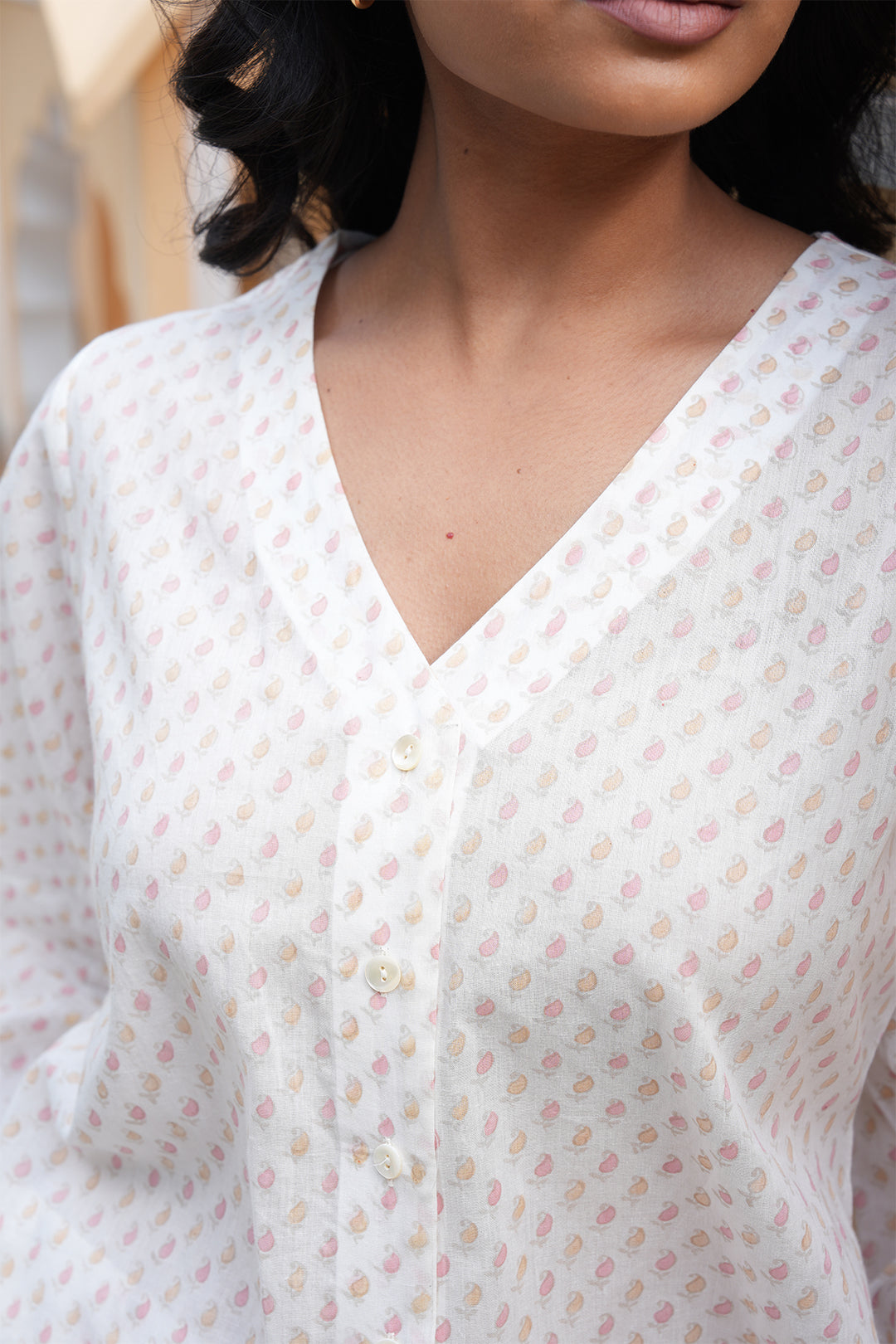 Pihu White Block Printed Top and Skirt