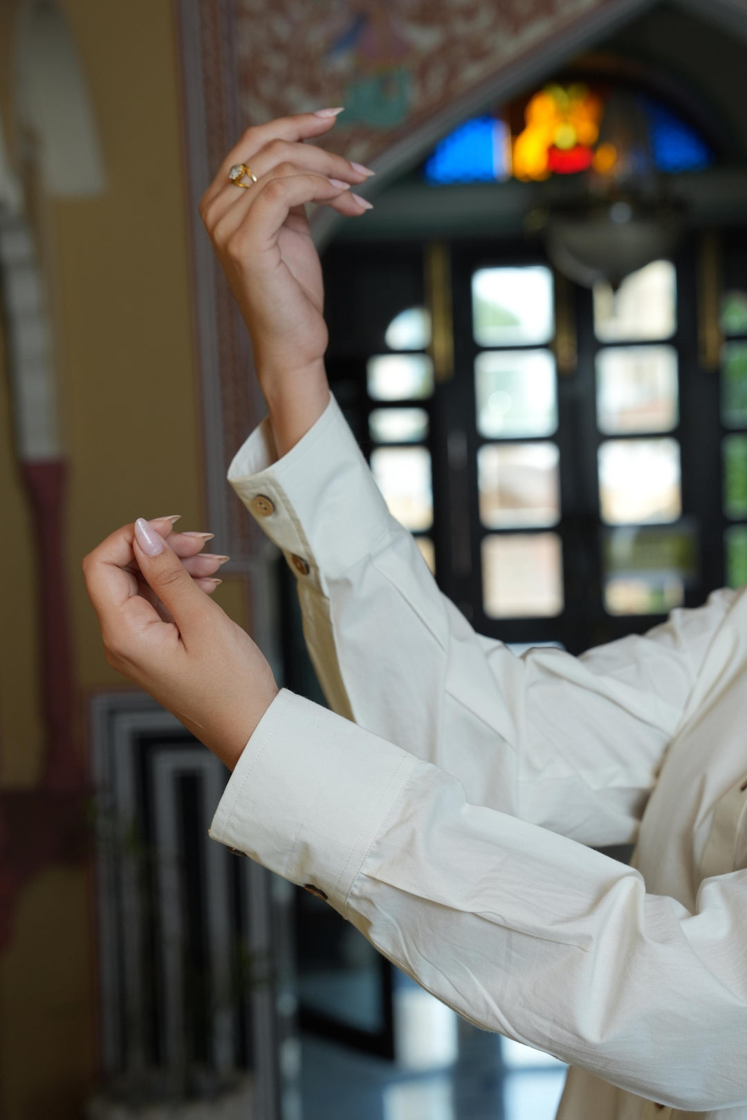 Pihu White Solid Shirt with Block Printed Poplin Pant Set of 2