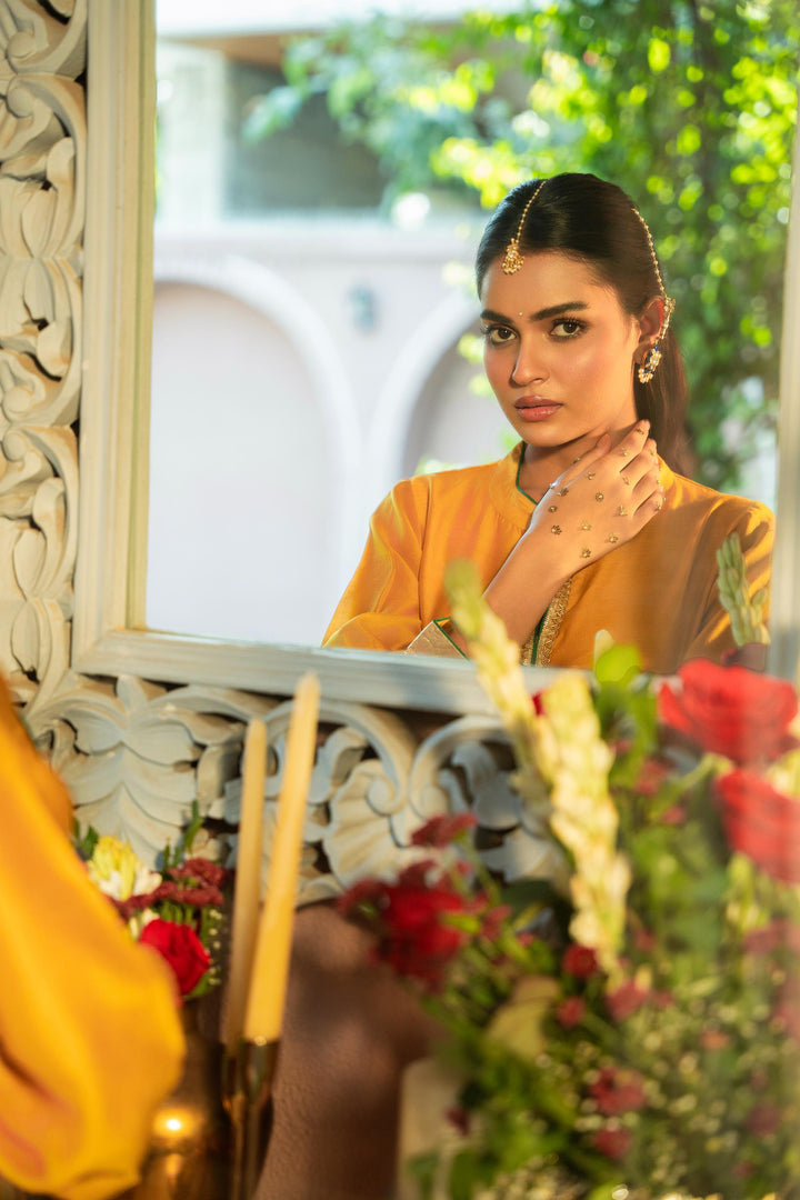 Rivaaz Mustard Plain Chanderi Kurta Set of 3