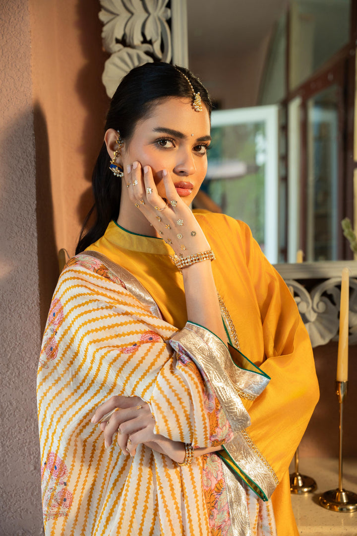 Rivaaz Mustard Plain Chanderi Kurta Set of 3