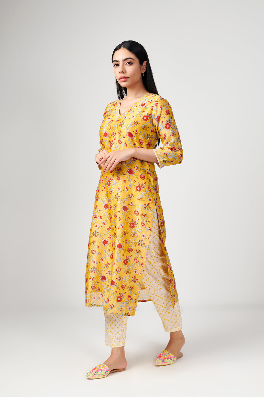 Jashn Yellow Chanderi Kurta Set of 3