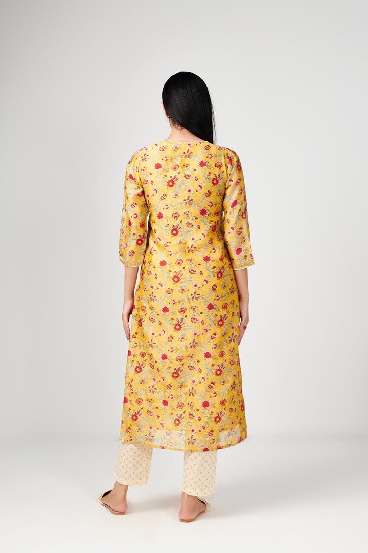 Jashn Yellow Chanderi Kurta Set of 3