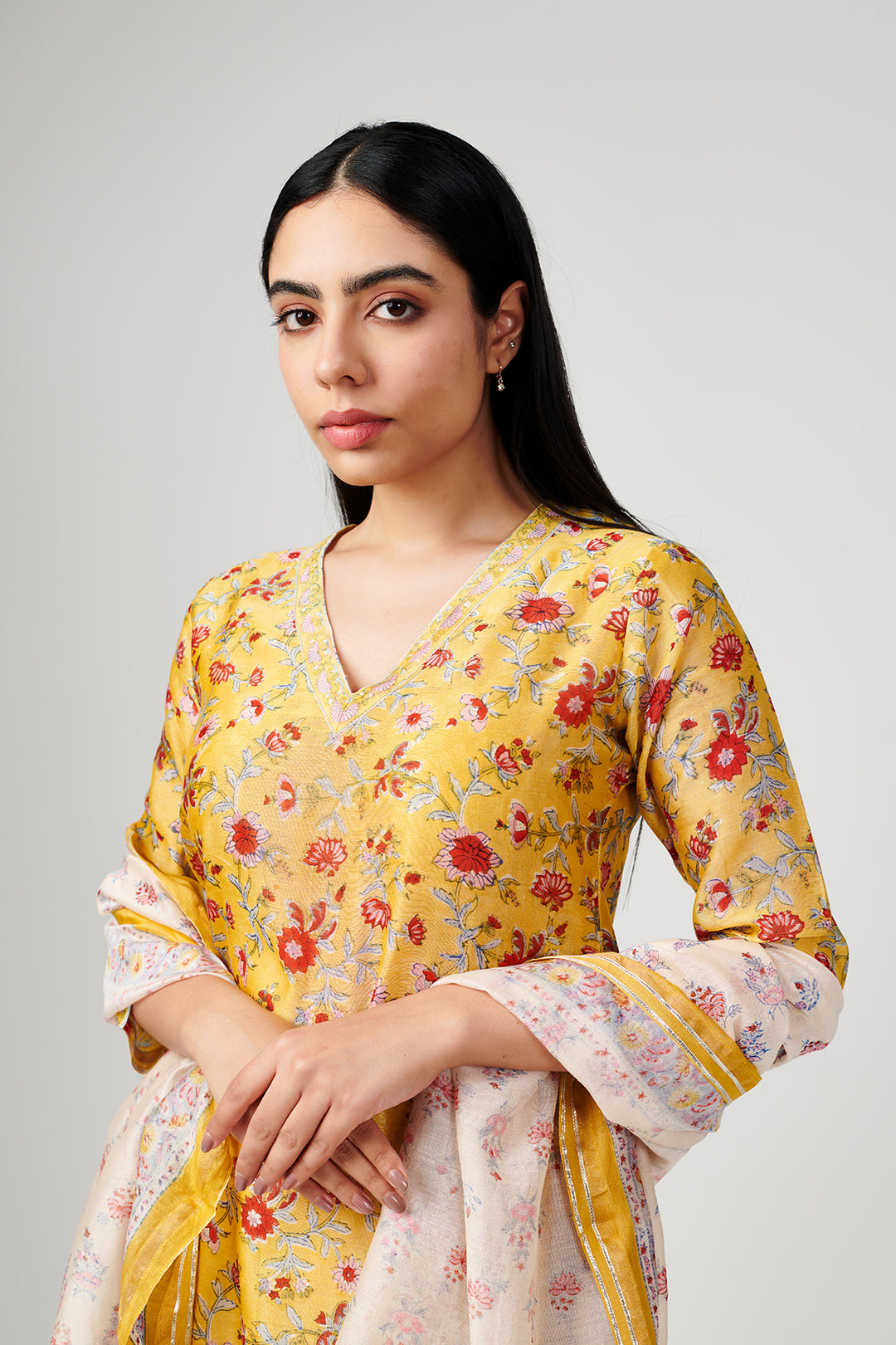 Jashn Yellow Chanderi Kurta Set of 3