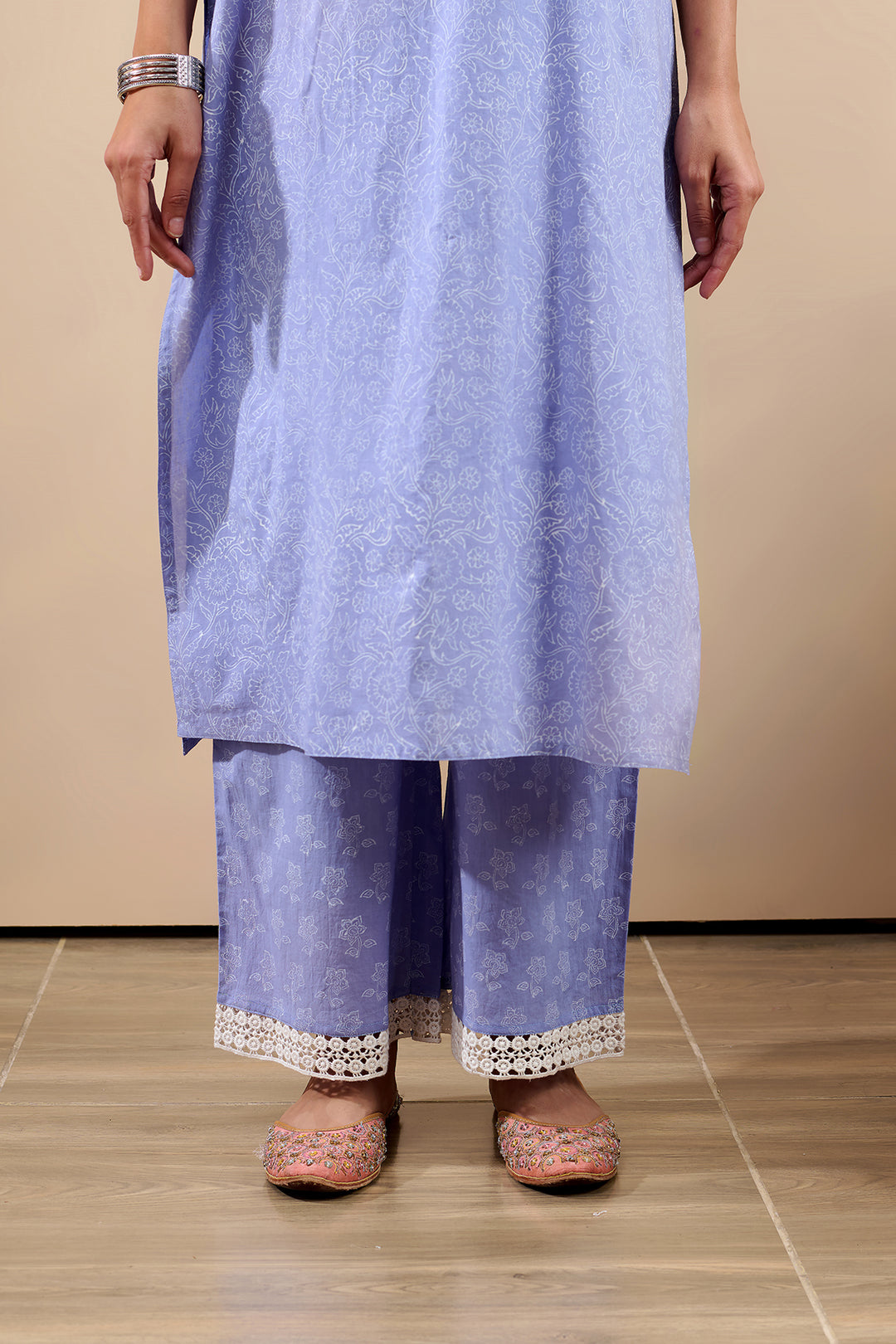 Hoor Sky Blue Straight Kurta with pant and Dupatta - 3 pcs Set