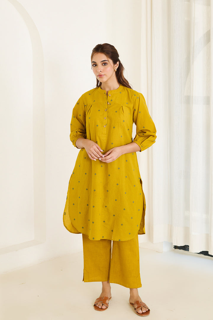 SAADGI-MUSTARD KURTA SET -SET OF 2