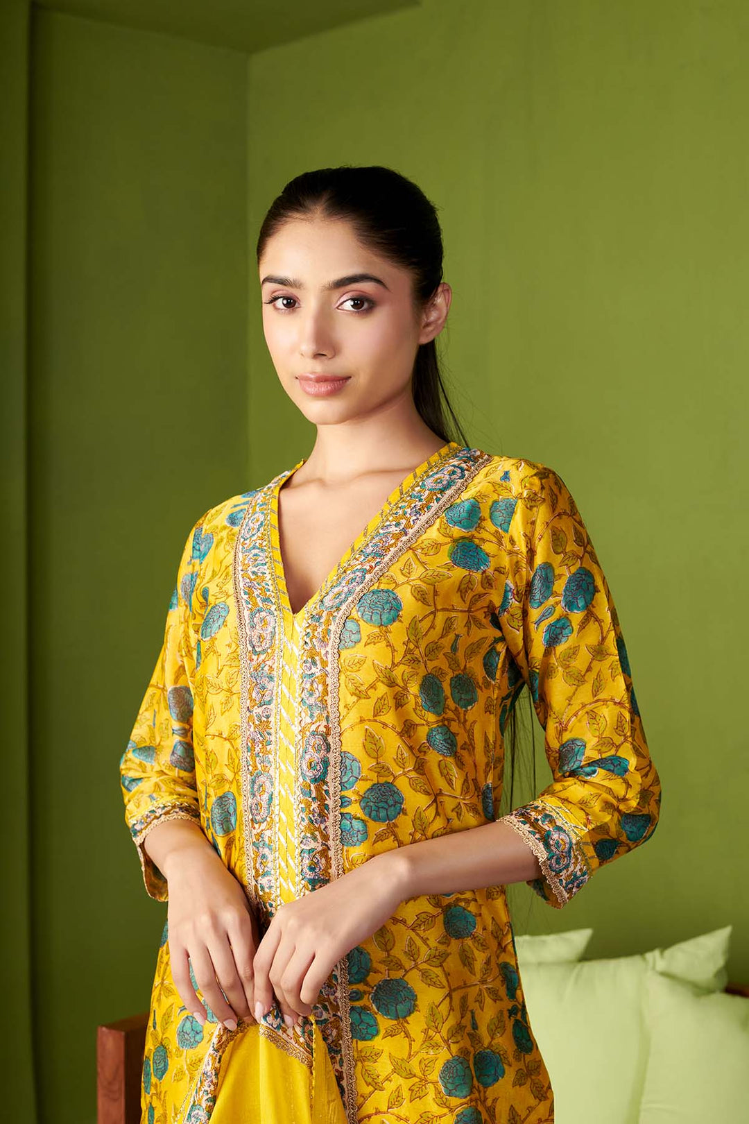 JASHN 2.O LEMON CHANDERI KURTA SET OF 3