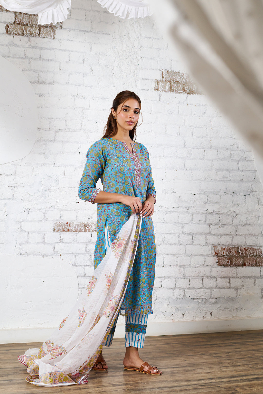 Raahat 2.O Blue Kota Doria Set of 3