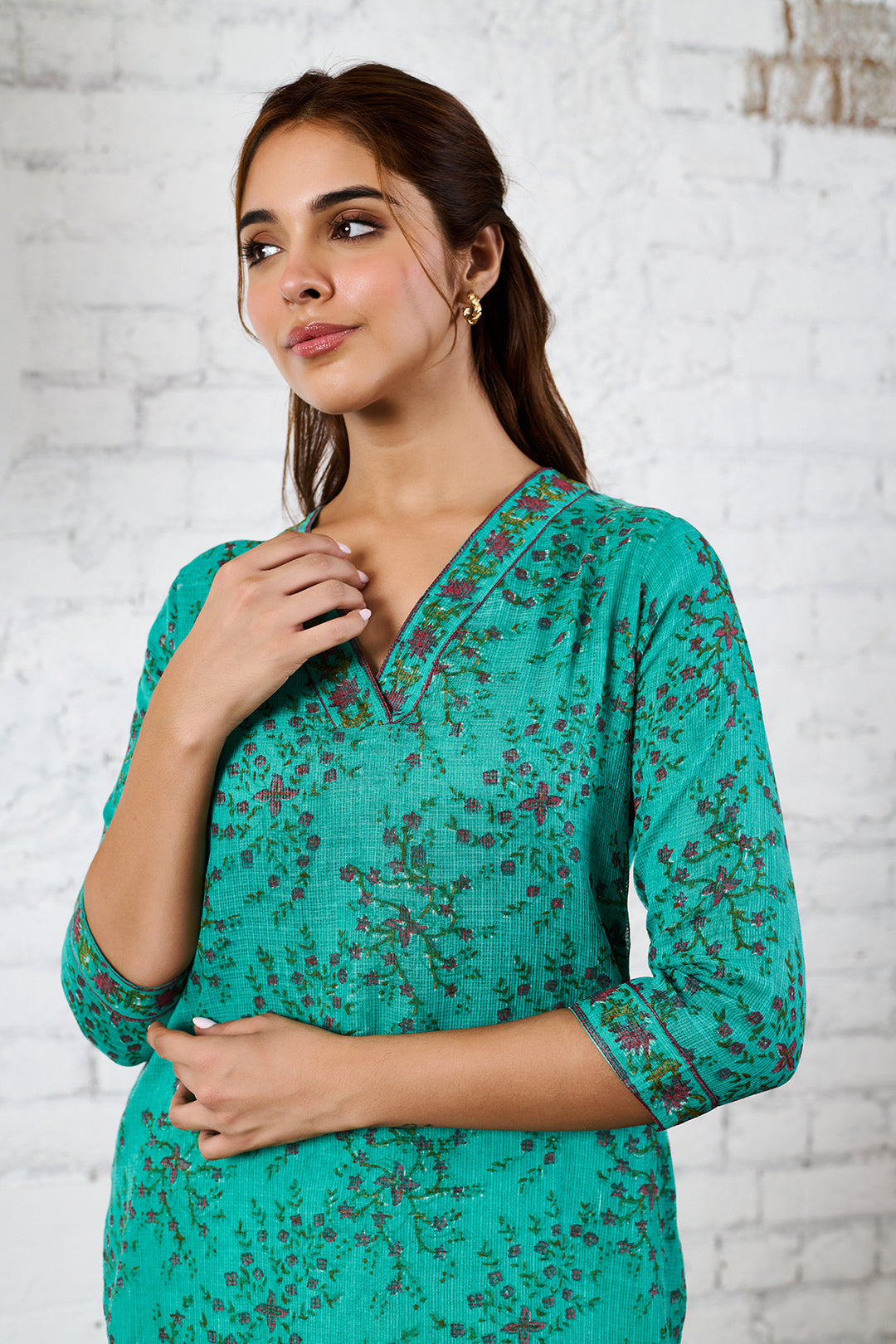 Raahat 2.O Turquoise Kota Doria Set of 3