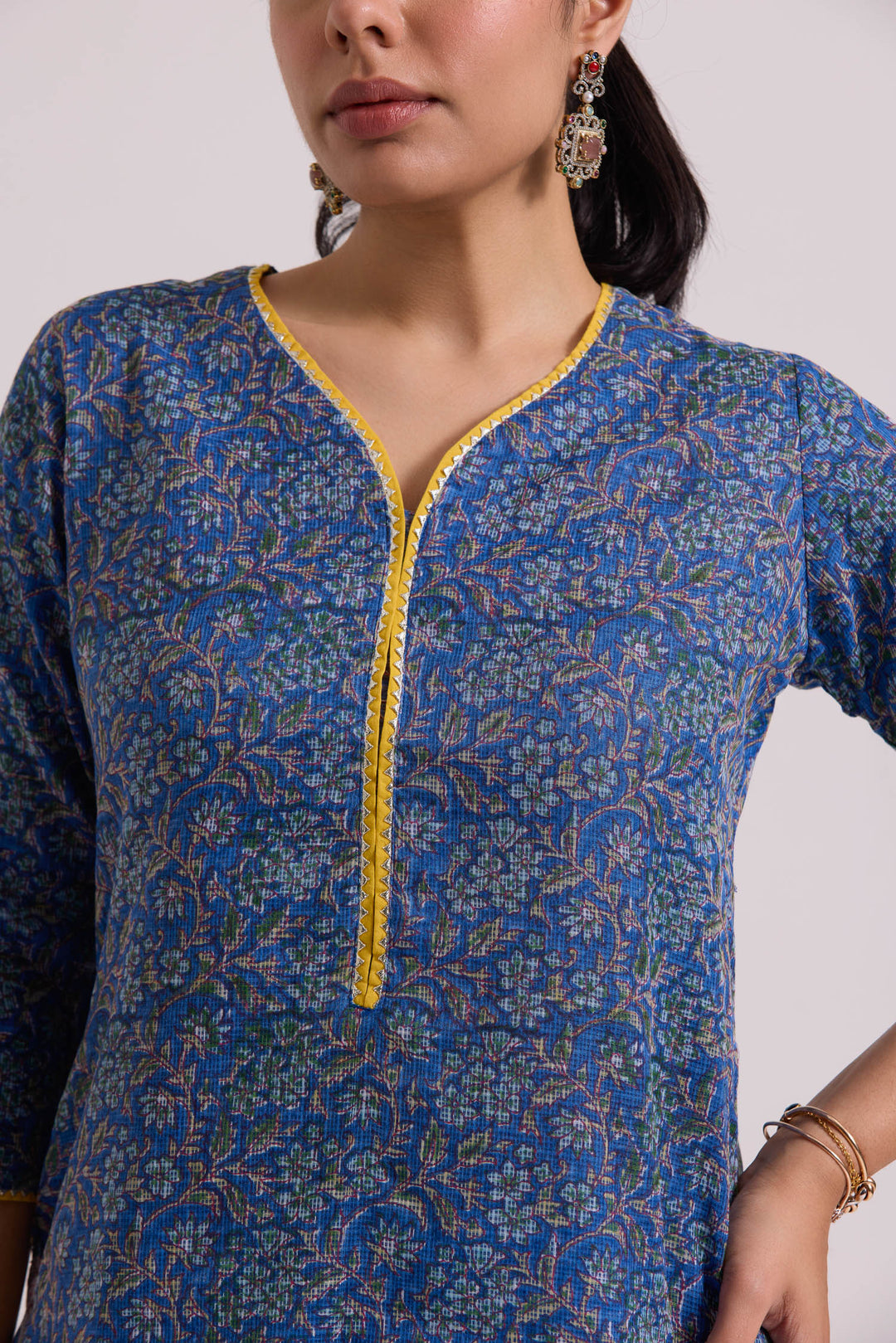 फूलWARI Blue Kota Doria Set of 3