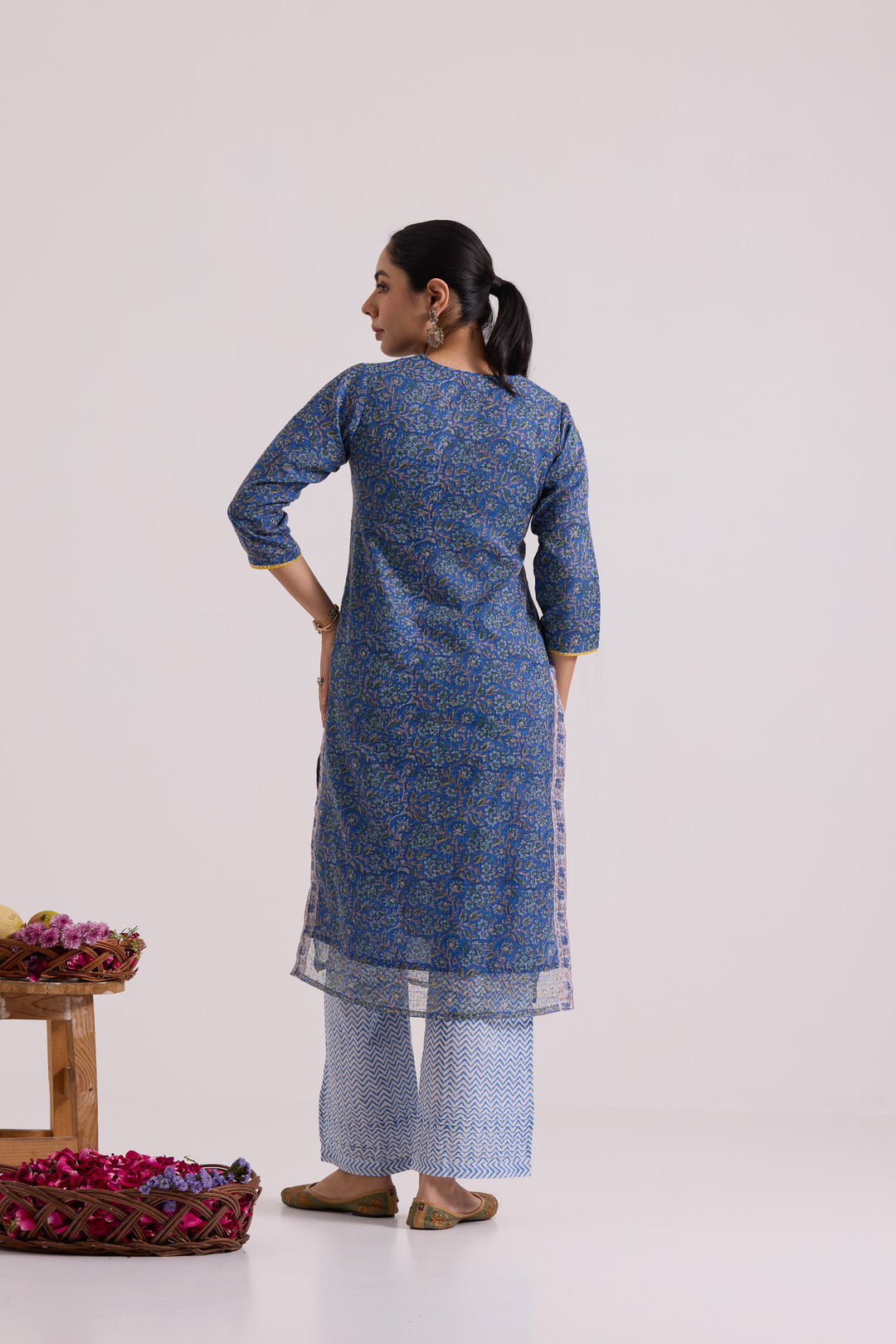 फूलWARI Blue Kota Doria Set of 3