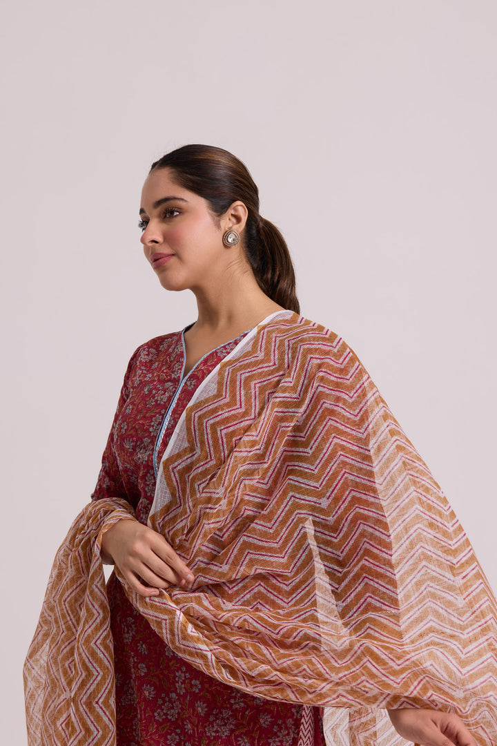 फूलWARI Red Kota Doria Set of 3