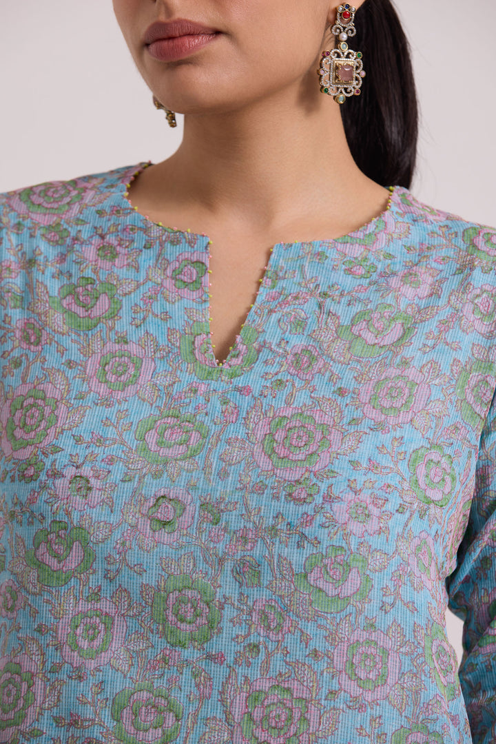 फूलWARI Light Blue Kota Doria Set of 3