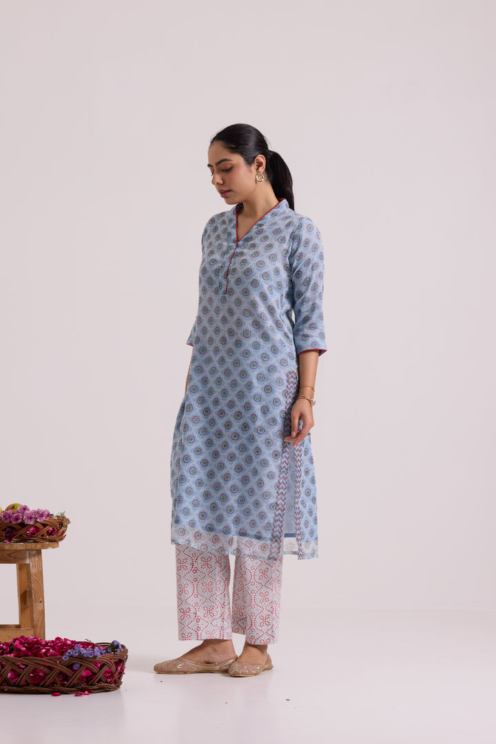 फूलWARI Light Blue Kota Doria Set of 3