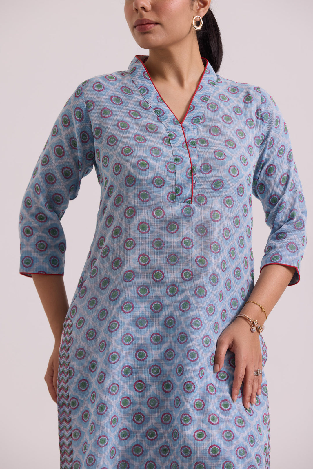 फूलWARI Light Blue Kota Doria Set of 3